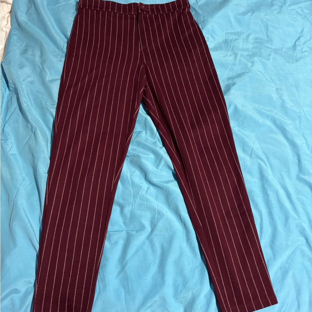 Forever 21 Women's Burgundy Pinstripe Pants